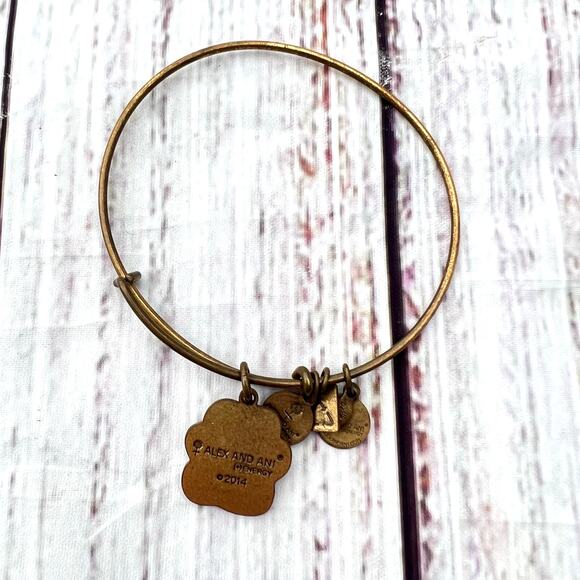 Alex & Ani Dog Paw Brass Toned Bangle Charm Bracelet Pre-Loved - Picture 5 of 5
